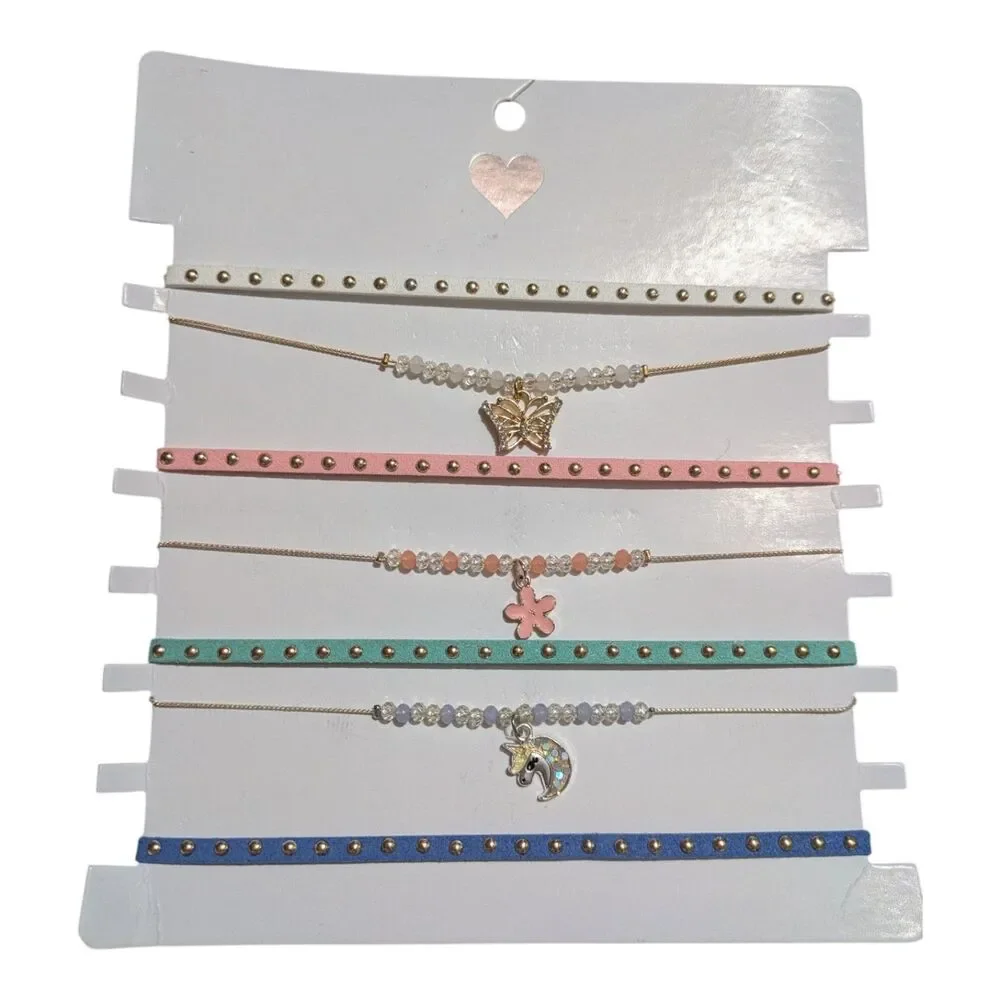 The Children’s Place Girls Choker Necklace Set – 7 Piece Colorful Charm Set